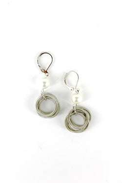 Silver Loop with Small White Pearl Earring