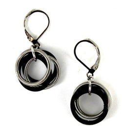 Black and Silver Piano Wire Loop Earring
