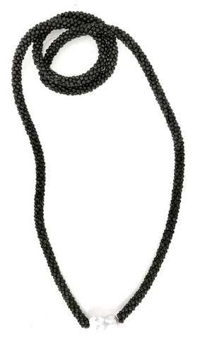 358BLK - Black Long Hematite N w/ Single Keshi Pearl