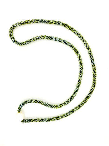 358GR - Green Long Hematite N w/ Single Keshi Pearl