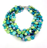 Blue/Green 5 Strand Mother of Pearl Necklace