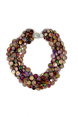 Chocolate 5 Strand Mother of Pearl Necklace