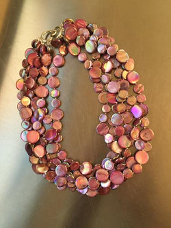 Purple 5 Strand Mother of Pearl Necklace