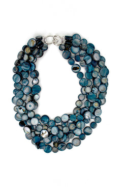 Black 5 Strand Mother of Pearl Necklace