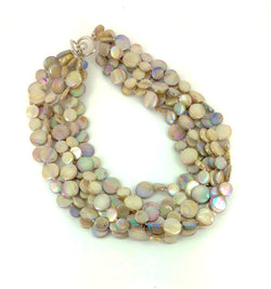 Taupe 5 Strand Mother of Pearl Necklace