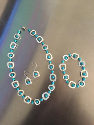 Geometric Silver with Turquoise Set