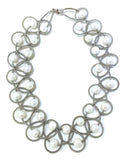 Silver Lace Necklace with White Pearls