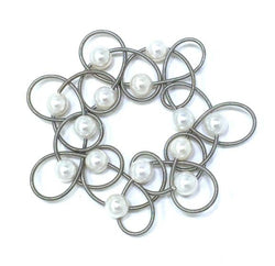 435- Silver Lace PW Brac w/ White MOP Pearls