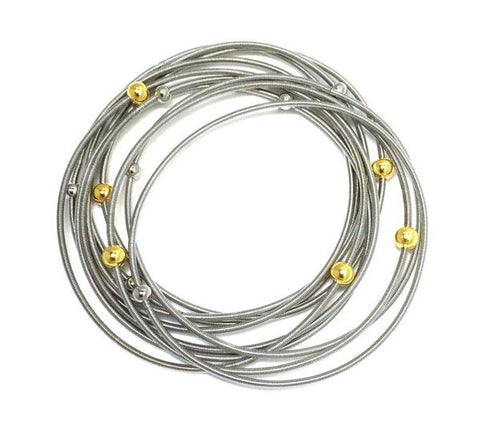 Black Silver Piano Wire Bracelet