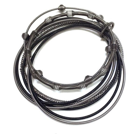 Black Mixed Texture Piano Wire Bracelet