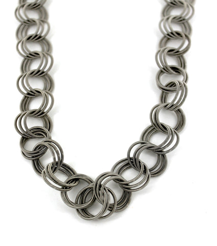 Silver Long Loop Piano Wire Necklace