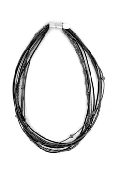 Black Mixed Texture Short Piano Wire Necklace