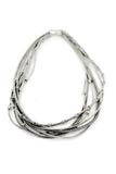 Silver Mixed Texture Short Piano Wire Necklace