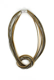 Silver and Gold Multi Large Knot Piano Wire Necklace