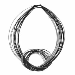 Black and Silver Piano Wire Large Knot Necklace