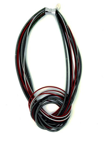 Red/Black/Silver Knot Wire Necklace