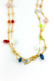 Gold Long Multi Gem Necklace