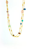 Gold Long Multi Gem Necklace