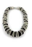 Silver and Black Spring Ring Necklace