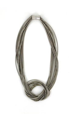 Silver Large Knot Piano Wire Necklace