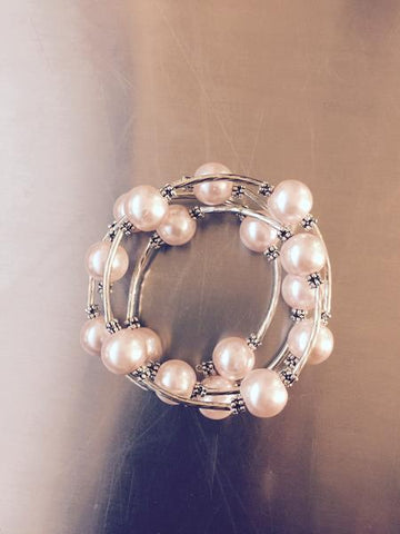 Light Pink Shell Pearl Wrap Bracelet